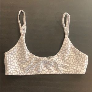 GREY WHITE POLKA DOT BIKINI TOP